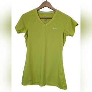 Nike Pro Dri Fit Fitted Top Womens Yellow Medium